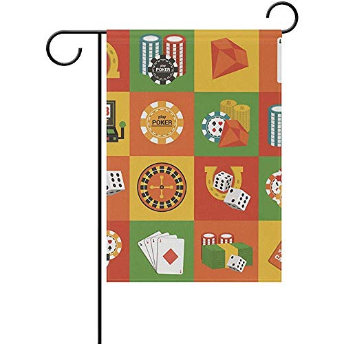 Poker Craps Games Polyester Garden Flag Banner 12 x 18 Inch for Outdoor