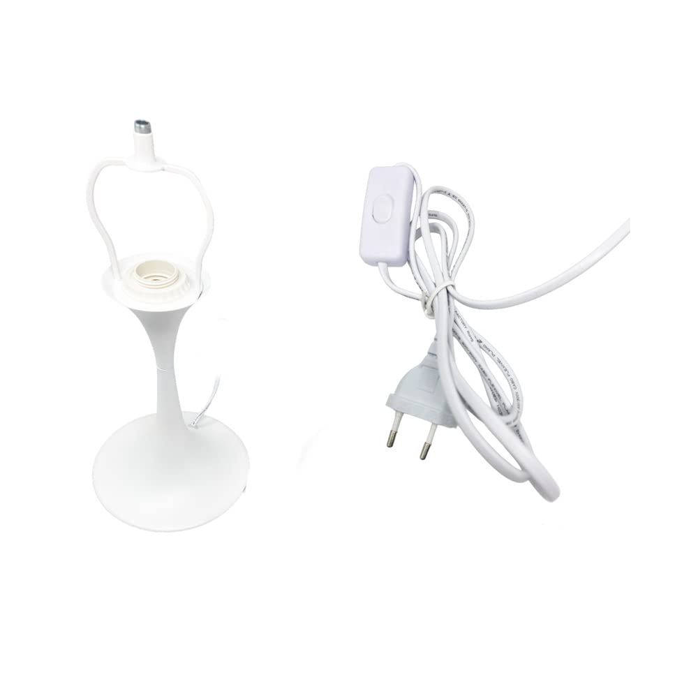 Vetrineinrete® Lume moderno bianco abat jour attacco E27 lampada da tavolo scrivania lumetto