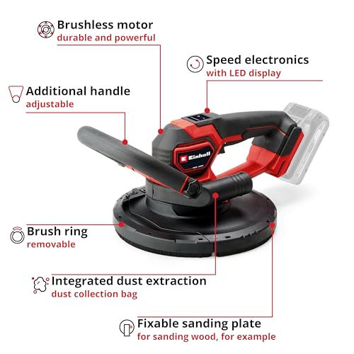 Einhell Power X-Change Cordless Drywall Sander with Dust Extraction - 18V Electric Sander for Walls and Ceilings - TE-DWS 18/225 Li Wall Sander with 6 x 225mm Sanding Disc (Battery Not Included) 3 Einhell Power X-Change Cordless Drywall Sander with Dust Extraction - 18V Electric Sander for Walls and Ceilings - TE-DWS 18/225 Li Wall Sander with 6 x 225mm Sanding Disc (Battery Not Included) - Image 3