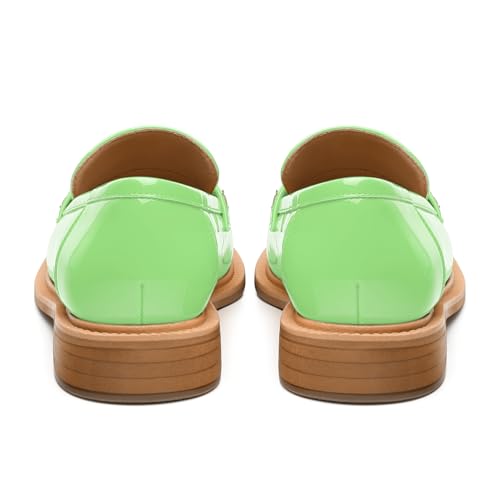 Image of JUSTDANNI Loafers for Women Slip On Shoes with Round Toe 1.2-Inch Low Chunky Block Heel Patent Comfortable Casual Dress Pump Shoes for Wedding Party Work Shopping Dating