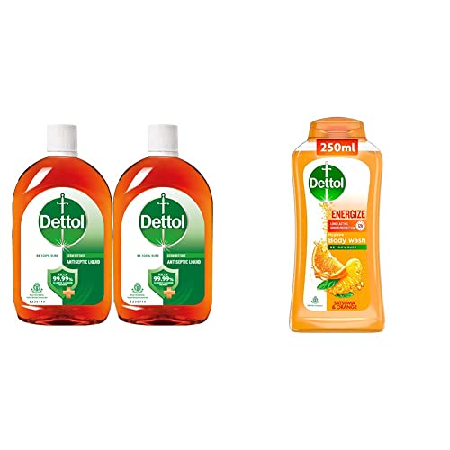 Dettol Antiseptic Disinfectant Liquid, 550ml (Pack of 2) & Dettol Body ...