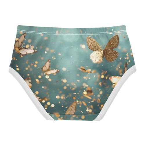 Teal White Golden Glitter Girl Panties Cute Toddlers Underwear Floral Cotton Animals Briefs Girls Undies 2t2