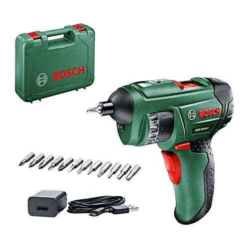 Bosch 3.6V Cordless Electric Screwdriver with 12 Bits and Case