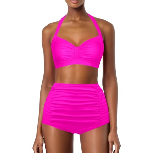 2026 Conjunto de Bikini Mujer Cintura Alta Ruched Traje de Baño, Bikinis Mujer Talle Alto Barriga Deportivo De Cintura Alta Tallas Grandes Sexy Conjunto De Bikini Triángulo Bikini Cómodo