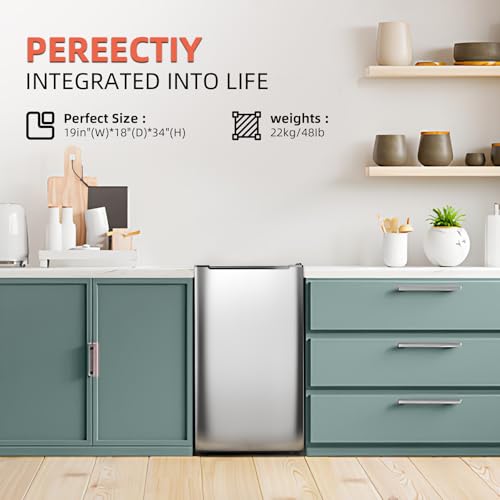 Image of Maine 3.0 Cu.Ft Upright Freezer, Mini Freezer with 3 Adjustable Thermostat, Single Door Compact Freezer with Reversible Door for Kitchen Apartment Office, Silver