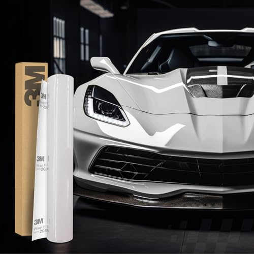 Finest Folia 3M 2080 Pellicola per car wrapping autoadesiva per auto, moto, barca, pellicola protettiva per vernice 3D con canali d'aria per applicazione pellicola (G10 bianco lucido, 50 x 152 cm)