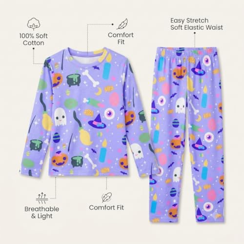 Image of Anthrilo Pure Cotton Printed Pyjama Set for Girls | Sleepwear | Night Suit, Night Wear | Long Sleeves T-Shirt & Pyjama | Regular Wear | 0-14 Years