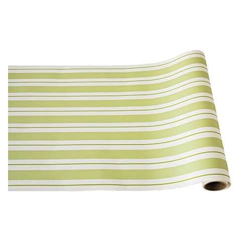 Hester & Cook Disposable Green Striped Table Runner - Paper Table Runner Roll for Parties or Weddings - American Made Cover