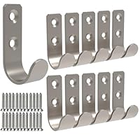 Aufuga Wall Hooks Coat Hook Robe Hanging Robe & Towel Hooks, Utility Hooks Indoor Outdoor (Silver-U Shaped, 2x1)