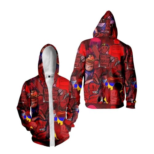 Unisex Full-Zip Red Graffiti Design Graphic Print Roblox Forsaken Gubby Sweatshirt2