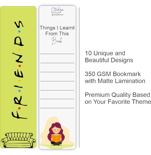Image of Zesta Cute Book Marks Set of 10 | Aesthetic Gift for Teachers | Bookmarks for Books | Matte Finish Book Marks for Book | Laminated Book Mark - 15X4 Cms (Friends)