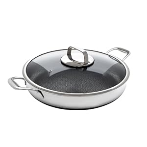 DiamondClad 14-inch Hybrid Nonstick Stainless Steel Frying Pan and Lid, Dishwasher Safe, PFOA-free – Silver/Black