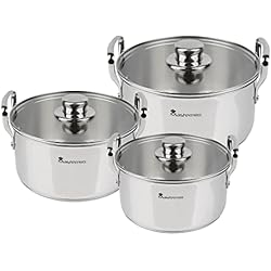 Cacerolas Masterpro MasterPro Smart | Batería de Cocina | Set de 6 Piezas Con Tapa de Cristal de 20, 24 y 28 cm| Fabricadas en Acero Inoxidable | Cacerolas de Cocina | Compatibles con Todo Tipo de Cocinas
