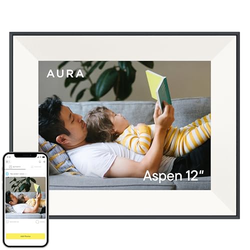Image of Aura 12 inch HD WiFi Digital Picture Frame - Free Unlimited Cloud Storage - Send Photos from Phone - No Subscription - Auto On /Off - Gift for Parents & Grandparents (Black Mat, 12 inch)