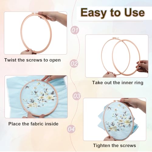 Image of PATIKIL 5 Pieces 4.1 inch x 3.7 inch Hexagonal Embroidery Hoops, Adjustable Cross Stitch Hoops Ring ABS Plastic Embroidery Frame Punch Needle Hoop for Sewing, Needlework, DIY Craft, Multicolored