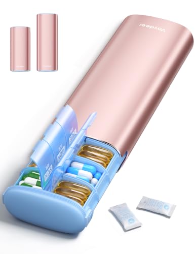 Image of Vaydeer Large Metal AM PM Pill Organizer 7 Day, Moisture-Proof Desiccant