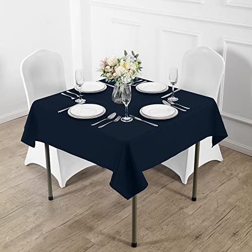 Fokitut 2 Pack Waterproof Square Tablecloth, 52x52 Inch, Stain Resistant and Wrinkle Polyester Table Cloth, Fabric Table Cover for Kitchen Dining, Wedding, Party, Holiday Dinner-Navy by Fokitut - Used condition - Image 5