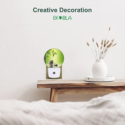 Image of EKOBLA Meditation Night Light, Bamboo and Zen Stone Oriental Night Lights Plug Into Wall with Auto On /Off