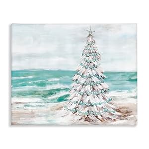 Stupell Industries Snowy Christmas Tree Beach Shore Canvas Wall Art, Design by Amanda Hilburn