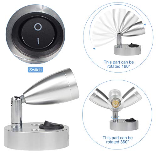 CPROSP Motorhome Lighting Aluminium Reading Lamp Warm White with Switch 3000K, *2pcs-warm White-silver - Image 3