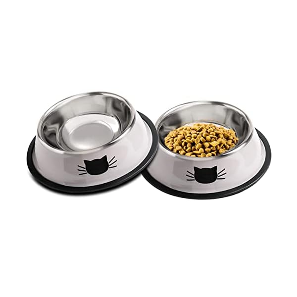 Katzennäpfe,2 Stück Futternapf Katze, Futternapf Katze Set,fressnäpfe Katzen doppel,Futterschüssel Katze,Wasser Fütterung Schüssel,Fressnäpfe für Katzen Edelstahl