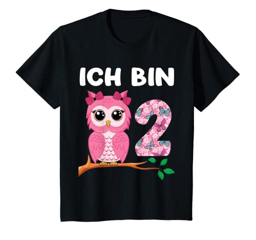 Niños Camiseta de cumpleaños para niña, diseño de búho con texto en alemán Camiseta