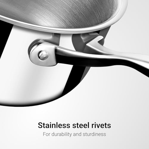 Stahl Artisan Triply 1L, 14cm Stainless Steel Tea Pan with Lid | Triply Sauce Pan | Induction & Gas Stove Compatible Milk Pan - Image 5