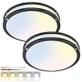 hepside 2 Pack Flush Mount Ceiling Light Fixture, Dimmable & 5CCT Ceiling Light Black, 13inch 24W 3000K 3500K 4000K 5000K 6500K Adjustable Ceiling Lamps for Kitchen Bathroom Bedroom Hallway