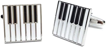 Piano Keys Cufflinks Gift Music Fan Cuff Links (White Silver)