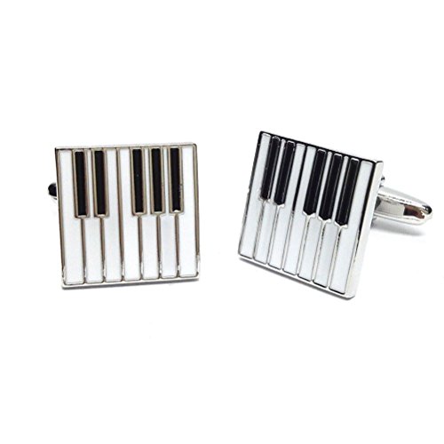Piano Keys Cufflinks Gift Music Fan Cuff Links (White Silver) #TOP3