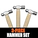 Zalaxt Mini Wooden Handle Round Head Hand Hammer,3 PCS Reinforced Ball Hammer,Mini Reinforced Ball Hammer,Round Head Wooden Handle,Escape Tool Hand Hammer for Prying Nails,Woodworking,Repairing