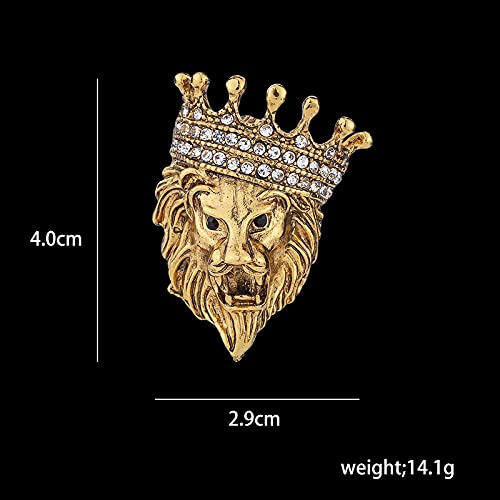 Flairs New York Gentleman's Essentials Premium Handmade Artisan Lapel Pins (Pack of 1 Pin, Gold Crown Lion)