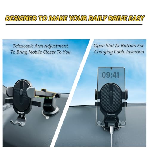 Image of Blackstar A1-MAX Adjustable Rotation-Enabled Car Mobile Phone Holder for Car Dashboard /Windshield - Compatible with All Mobiles