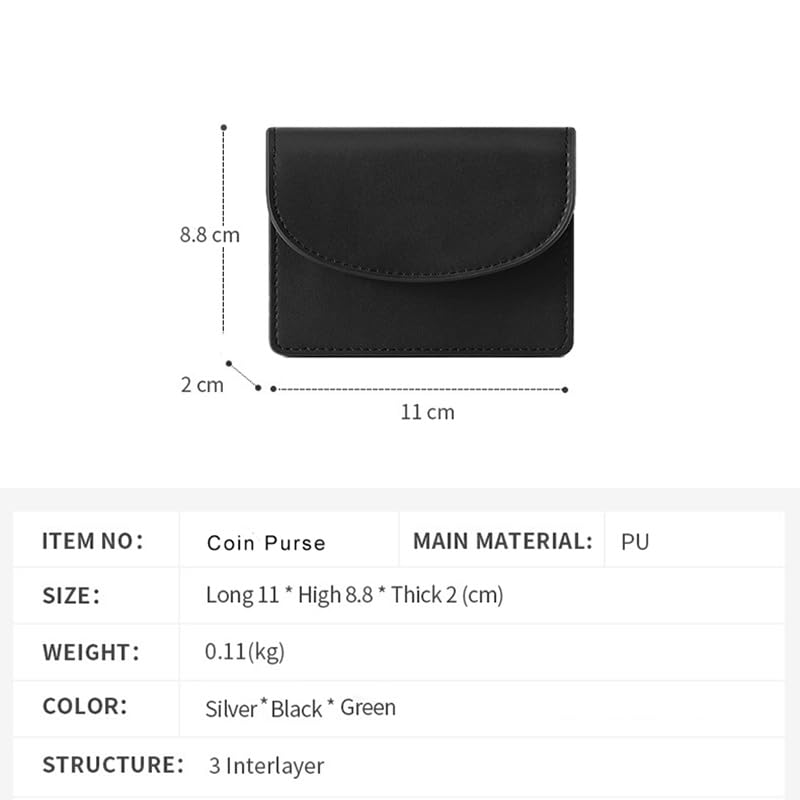 INS Style Minimalist Multifunctional Front Pocket Wallet, Solid Color PU Leather Card Coin Purse, Front Flap Magnetic Closure Women's Credit Card Holder Black3
