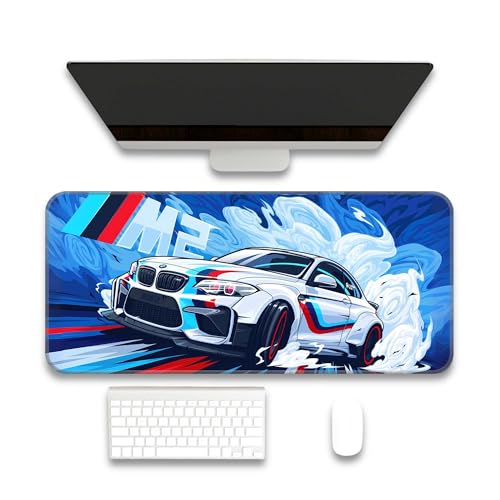 Image of BeeMW Extended Gaming Pad 80x33CM - Large Non-Slip Rubber Base with Stitched Edges, Perfect for PC Setup & Accessories - Durable Long Pad for Gamers