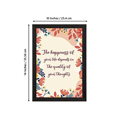 Image of eCraftIndia inchThe Happiness Of Your Life Depends On The Quality Of Your Thoughts Motivational Quote Painting Digital Printed Wall Art For Living Room, Study Room, Home, Office Decor