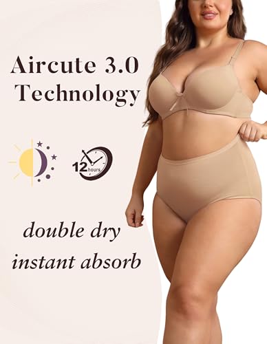 Image of AIRCUTE Washable Urinary Incontinence Protective Underwear for Women Leak Proof Absorbent Reusable Panties 60ML 1 Pack (Sandy, Large)