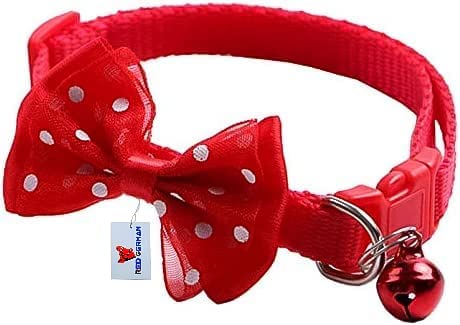 Image of Cat Collars I Color Full with Bell and I Bow Kitten and Small Dogs I Soft Adjustable Collar Safe I Solid and Protection for I Cats and Puppies Cute with Bow Design I (Color May Vary) (RED)