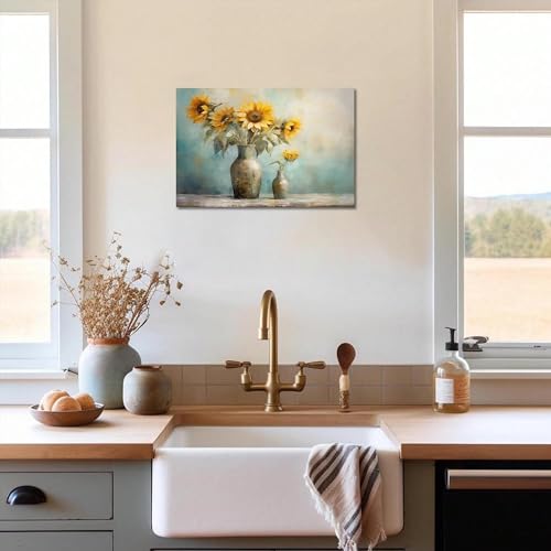 Tableau de fleurs jaunes style rustique pour illuminer votre maison