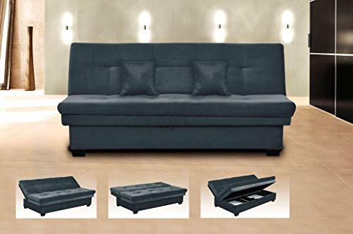 Sofá Cama Casal com Baú Filó - Chumbo light
