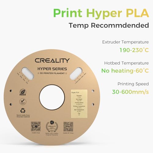 Image of Creality Hyper PLA Filament 2KG, Up to 600mm /s High Speed 3D Printer Filament PLA 1.75mm, No-Tangling Stronger Toughness Fit Most 3D Printers