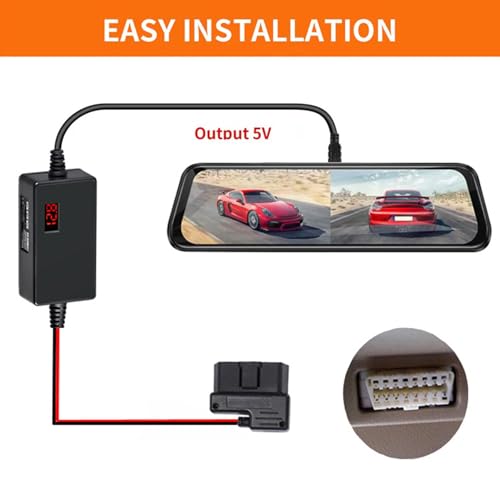 Cable de monitoreo de estacionamiento 12V a 5V 3A con conector en ángulo izquierdo 4