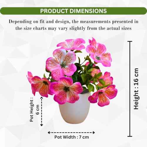 Image of fancymart Artificial Real Touch Flower Plant with Pot (Pack of 2), 16 cm Height, Decorative Faux Floral Plant for Home, Office, Living Room, Bedroom, Table & Shelf Decor