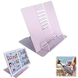 Garegce Soporte de metal plegable para libros, soporte para libros de cocina, altura ajustable de 6 posiciones para lectura, tableta, teléfono móvil y reduce la fatiga, para oficina, escuela, hogar