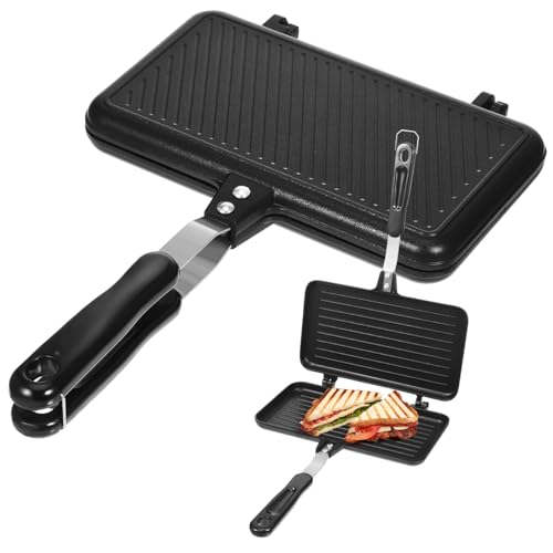 UKCOCO Sandwichera Antiadherente de Doble Cara Sartén para Desayunos y Herramienta de Cocina Multifuncional Diseño Desmontable y Base Antideslizante