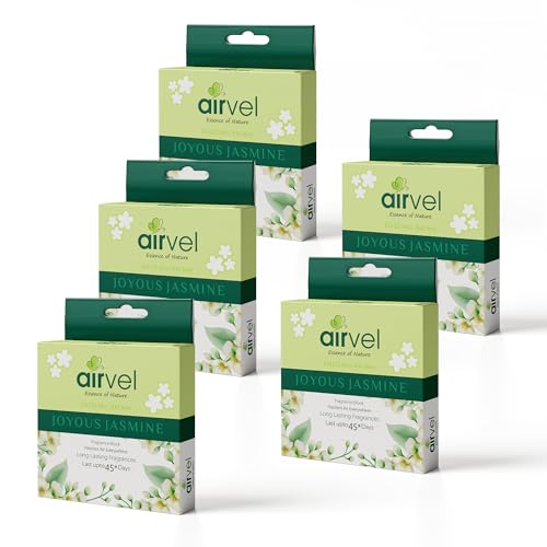 Image of Airvel Joyous Jasmine Fragrance Block | Non-Toxic, Safe | Long-Lasting Freshness | Up to 45 Days Pack of 5 (75gm each)