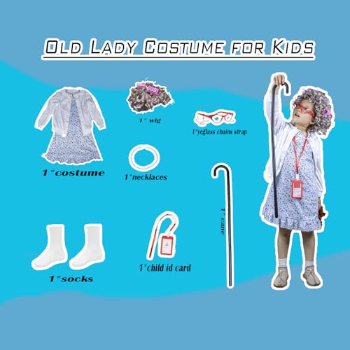 Disfraz de vieja para niña de 3-4 años set vestido y abrigo miniatura 5