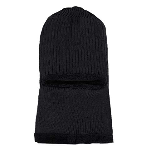 LegendTech Vertvie Bonnet Tricoté Doublé Polaire Écharpe Chaud Hiver Cache Cou Chapeau Bonnet Casquette d'hiver Homme Chaud Écharpe pour du Froid Corps de Protection Noir