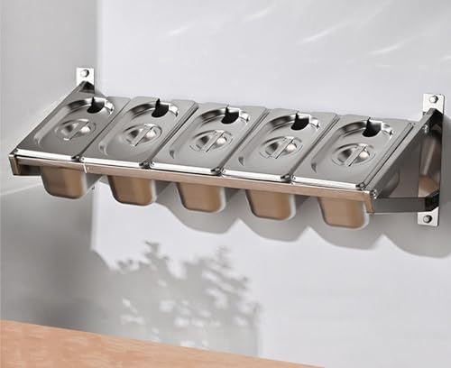 GZGLZDQ Boîte à épices fixation murale, Boîte épices cuisine gain de place/avec couv.&cuillère, Bocaux épices inox, Bac gastro amovible pour...
