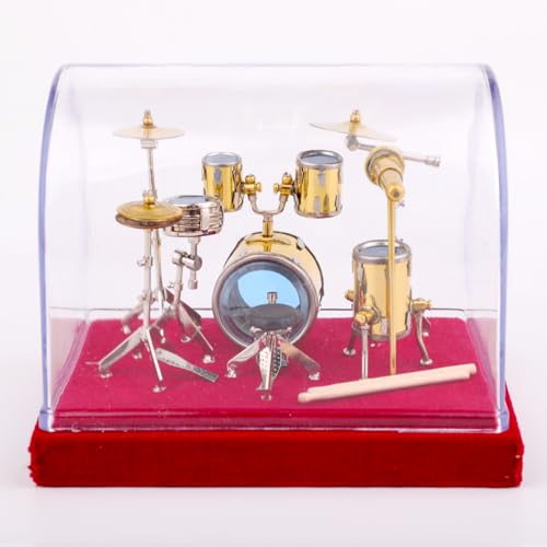 Batterie miniature en laiton avec support et vitrine pour décoration de bureau chic